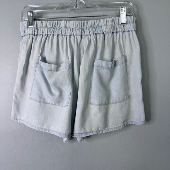 Jack by BB Dakota Tie Front Elastic Waist Pleated Chambray Pull On Shorts Size S - Picture 10 of 12